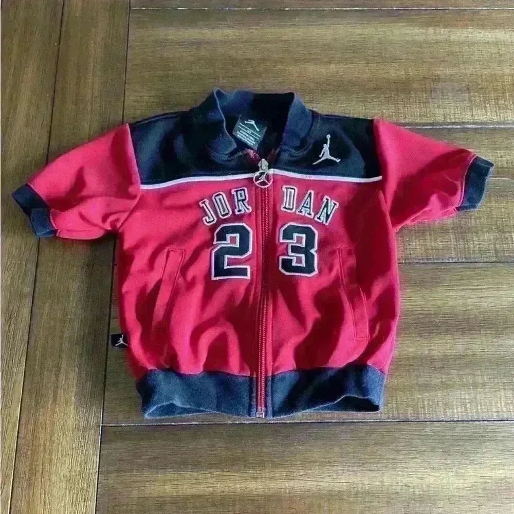 Michael Jordan 23 Kids 12M Full Zip Jacket Red, Black and White